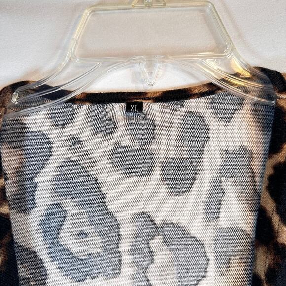Leopard Print Slouchy Cardigan XL – Cozy Girlcore Vibes, Hidden Pockets - Picture 4 of 6